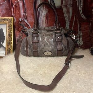 Fossil snakeskin bag